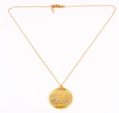 Spiritual Jain Mahaveer Medallion Necklace in Brass with 22k Gold Plating